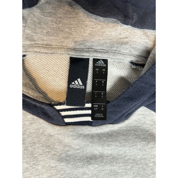 Adidas Men's S2S Kangaroo Grey Blue Pullover Hoodie Sweatshirt Zip Sides Small - Picture 9 of 15
